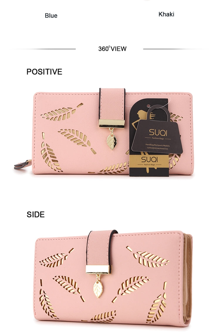 Long Gold Hollow Leaves Coin Purse Card Holders Wallet for Women(Black) - Wallets by PMC TechLife | Online Shopping South Africa | PMC TechLife | Buy Now Pay Later Mobicred