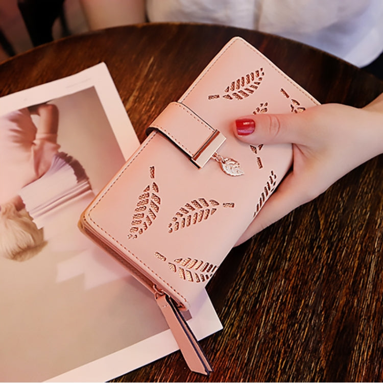 Long Gold Hollow Leaves Coin Purse Card Holders Wallet for Women(Apricot) - Wallets by PMC TechLife | Online Shopping South Africa | PMC TechLife | Buy Now Pay Later Mobicred