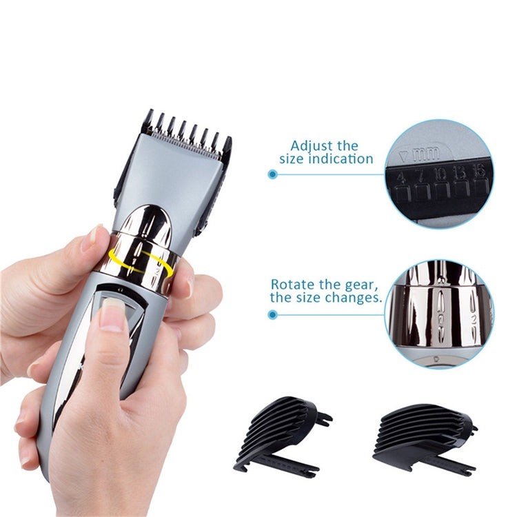 Waterproof Electric Hair Clipper Rechargeable Hair Trimmer Hair Cutting Machine Haircut Beard Trimer, EU Plug(Grey) - free shipping - PMC TechLife - Order now!