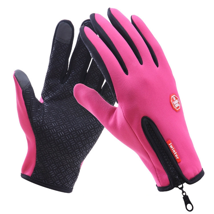 Cycling Gloves Full Finger Neoprene PU Breathable Leather Warm Winter Outdoor Sports Gloves(Pink) - Full Finger Gloves by PMC TechLife | Online Shopping South Africa | PMC TechLife | Buy Now Pay Later Mobicred