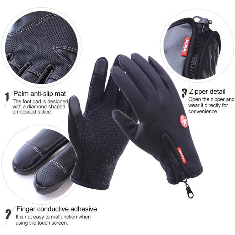 Cycling Gloves Full Finger Neoprene PU Breathable Leather Warm Winter Outdoor Sports Gloves(Blue) - Full Finger Gloves by PMC TechLife | Online Shopping South Africa | PMC TechLife | Buy Now Pay Later Mobicred