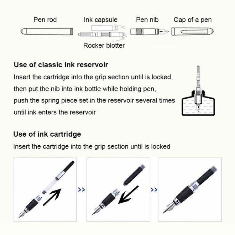 X750 Stationery Stainless Steel Fountain Pen Medium Nib Ink Pens School Oiifice Gift, Nib Size:1.1mm(Black) - Fountain Pens by PMc TechLife | Online Shopping South Africa | PMc TechLife | Buy Now Pay Later Mobicred
