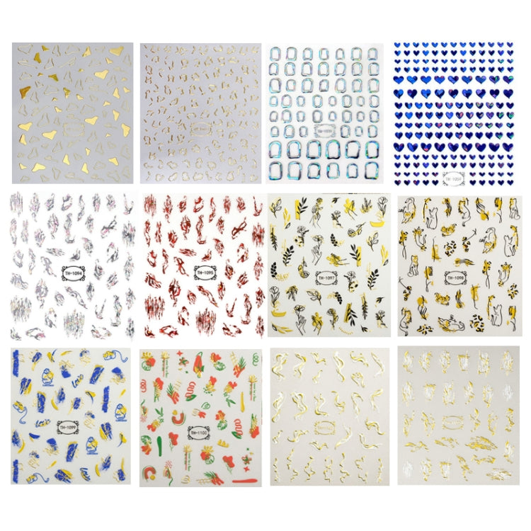 TH-1098 10pcs Frosted Transparent Back Adhesive Bronzing Smudged Nail Art Sticker - free shipping - PMC Jewellery - Order now!
