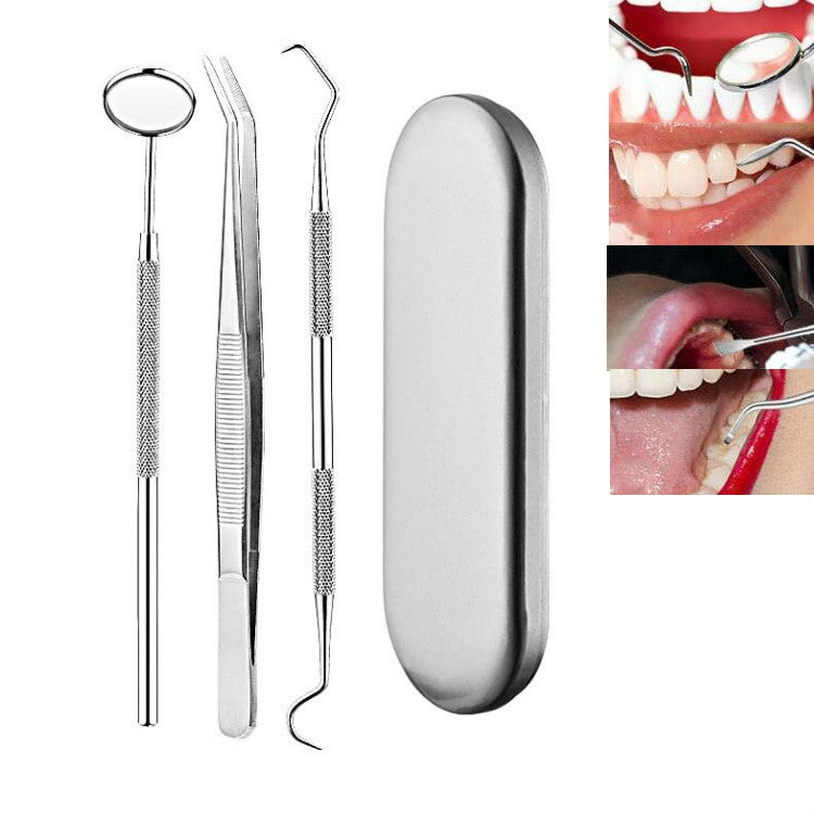 3 in 1 Silver Box Stainless Steel Dental Tools Dental Care Tartar Tool Dentist Tool Set - Dental Tools by PMC TechLife | Online Shopping South Africa | PMC TechLife