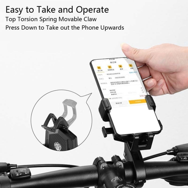 Bicycle Mobile Phone Holder Can Rotate And Adjust Fixed Aluminum Alloy Bracket Automatic Grab Bracket, Style:Handlebar Installation(Silver) - Holders by PMC TechLife | Online Shopping South Africa | PMC TechLife | Buy Now Pay Later Mobicred