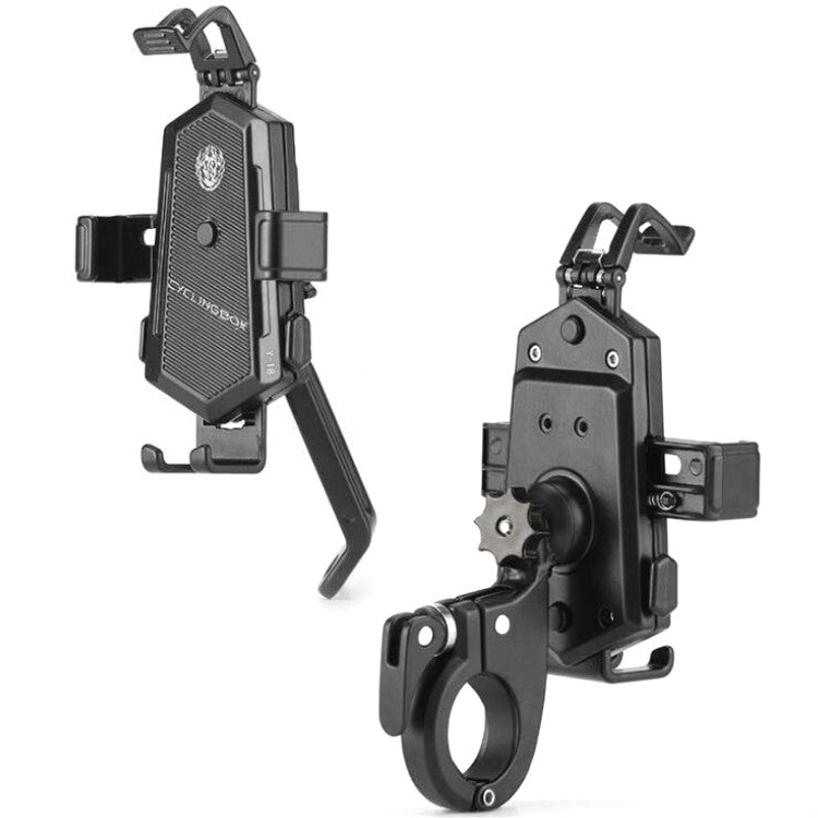 Bicycle Mobile Phone Holder Can Rotate And Adjust Fixed Aluminum Alloy Bracket Automatic Grab Bracket, Style:Handlebar Installation(Silver) - Holders by PMC TechLife | Online Shopping South Africa | PMC TechLife | Buy Now Pay Later Mobicred