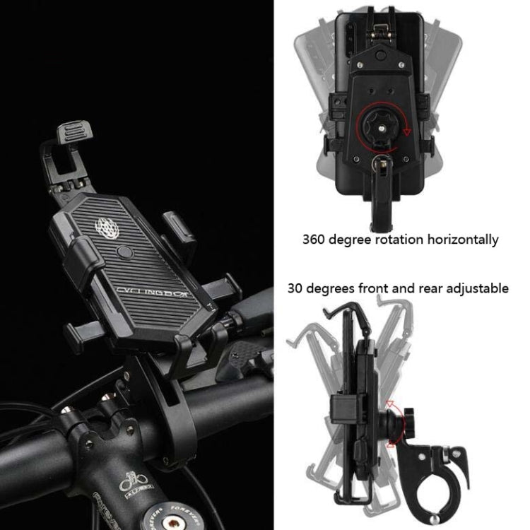 Bicycle Mobile Phone Holder Can Rotate And Adjust Fixed Aluminum Alloy Bracket Automatic Grab Bracket, Style:Handlebar Installation(Silver) - Holders by PMC TechLife | Online Shopping South Africa | PMC TechLife | Buy Now Pay Later Mobicred