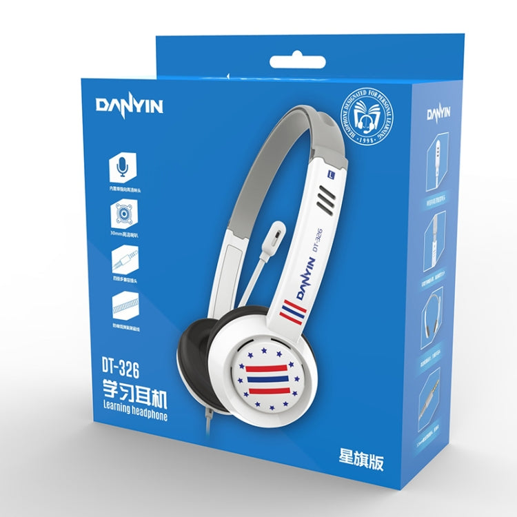 DANYIN DT326 Head-mounted Desktop Computer Children Learning Wire Headset with Microphone, Cable Length:1.8m, Style:3.5mm Two-hole(White) - Multimedia Headset by Danyin | Online Shopping South Africa | PMC TechLife | Buy Now Pay Later Mobicred