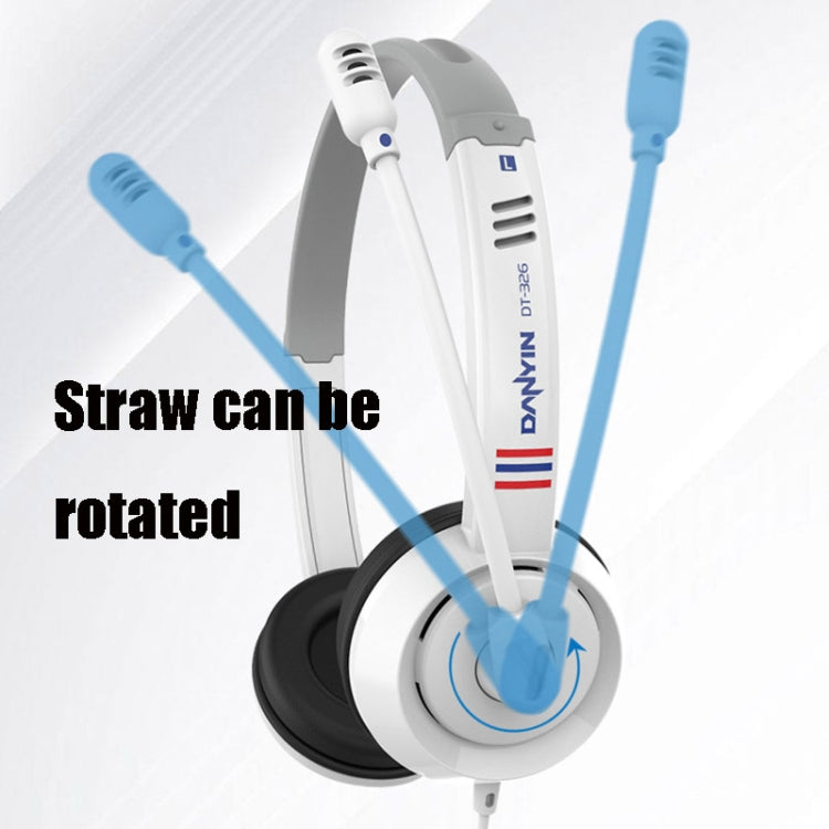 DANYIN DT326 Head-mounted Desktop Computer Children Learning Wire Headset with Microphone, Cable Length:1.8m, Style:3.5mm Two-hole(White) - Multimedia Headset by Danyin | Online Shopping South Africa | PMC TechLife | Buy Now Pay Later Mobicred