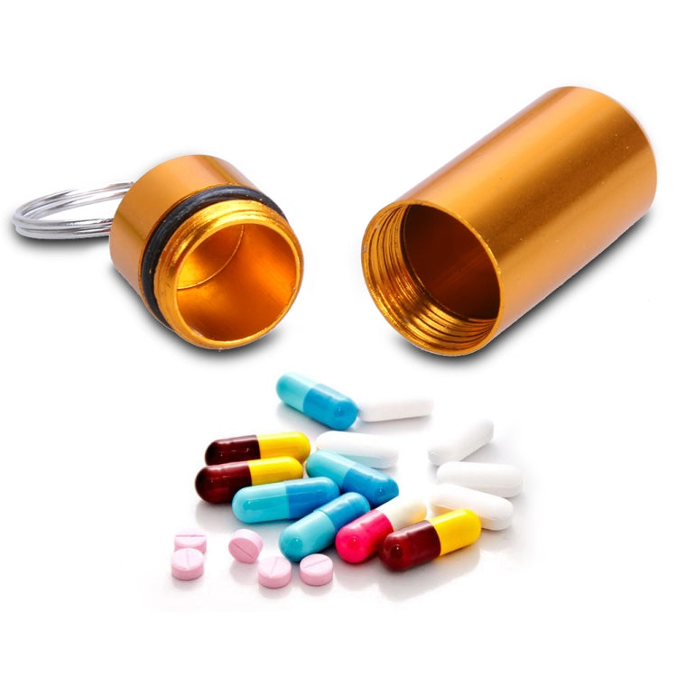 10pcs Portable Sealed Waterproof Aluminum Alloy First Aid Pill Bottle with Keychain(Golden) - Emergency Tools by PMC TechLife | Online Shopping South Africa | PMC TechLife | Buy Now Pay Later Mobicred