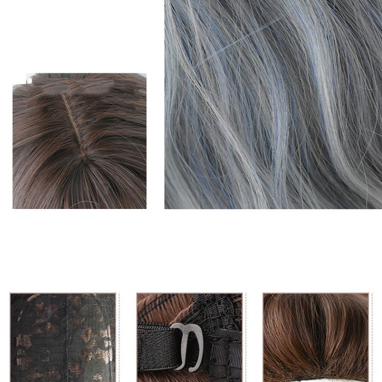 Ladies Long Hair Slightly Curly Wig Natural Fluffy Hair Cover, Color:Gradient Soot Pink - free shipping - PMC TechLife - Order now!