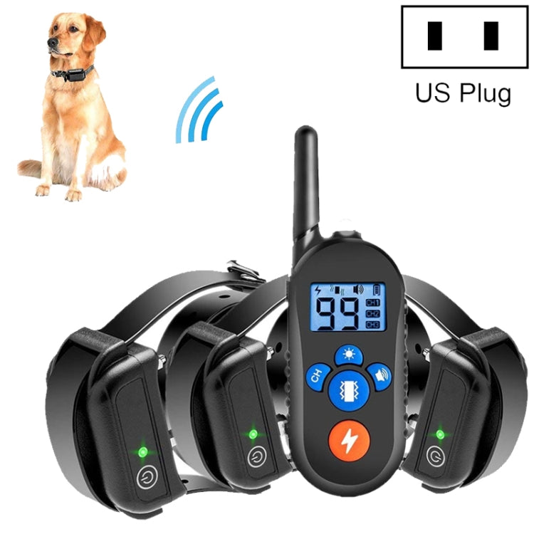 800m Remote Control Electric Shock Bark Stopper Vibration Warning Pet Supplies Electronic Waterproof Collar Dog Training Device, Style:556-3(US Plug) - Training Aids by PMC TechLife | Online Shopping South Africa | PMC TechLife | Buy Now Pay Later Mobicred