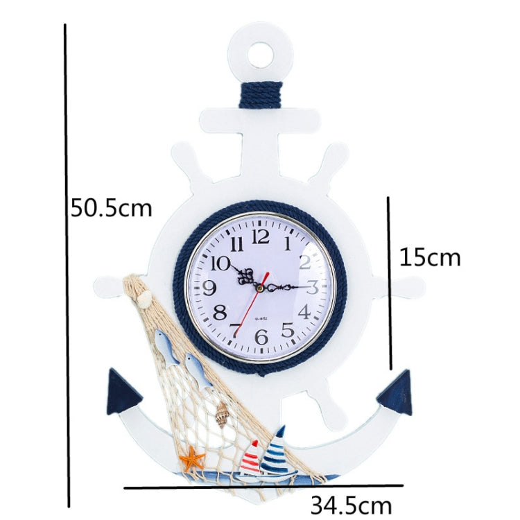 Mediterranean Style Blue And White Rudder Clock Wall Clock Home Living Room Bedroom Decoration Wooden Crafts, Style:Pisces - Wall Clock by PMc TechLife | Online Shopping South Africa | PMc TechLife | Buy Now Pay Later Mobicred
