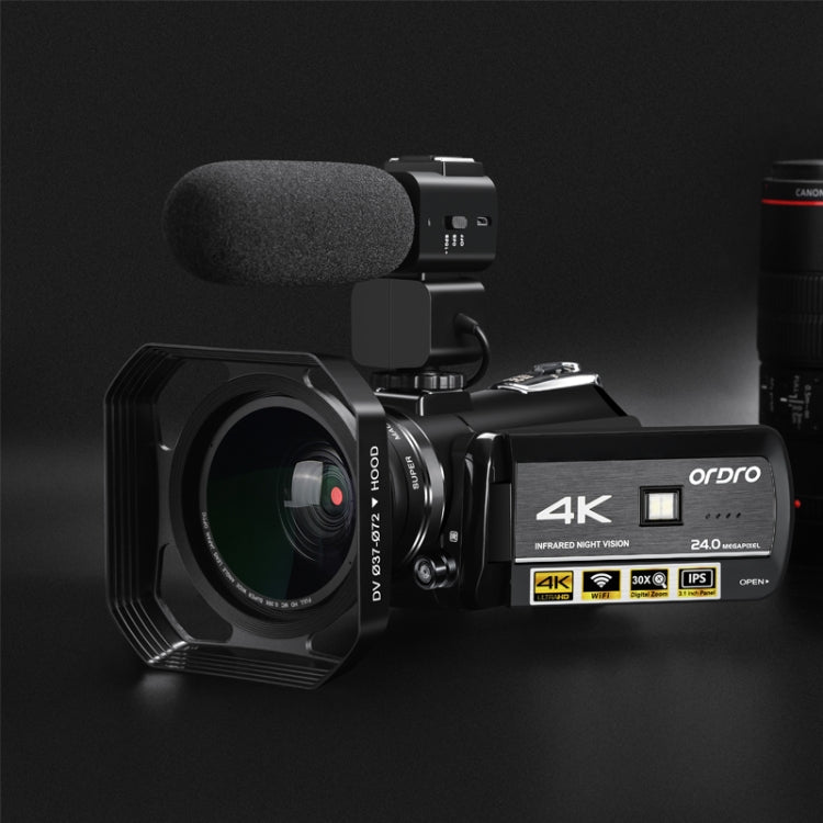 ORDRO AC3 3.1 inch IPS Screen 4K Full HD 13MP Night Vision WiFi Live Camcorder DV Digital Camera, Style:Standard + Microphone(Black) - free shipping - PMc TechLife - Order now!
