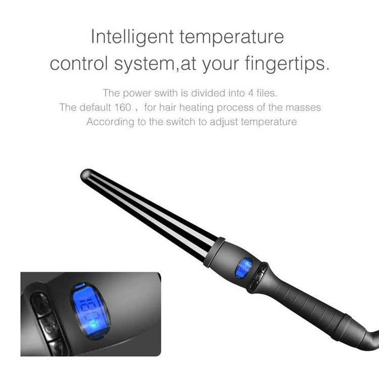 LCD Conical Curling Iron Single Tube Ceramic Glaze Pear Flower Cone, Size:25mm EU - free shipping - PMC TechLife - Order now!