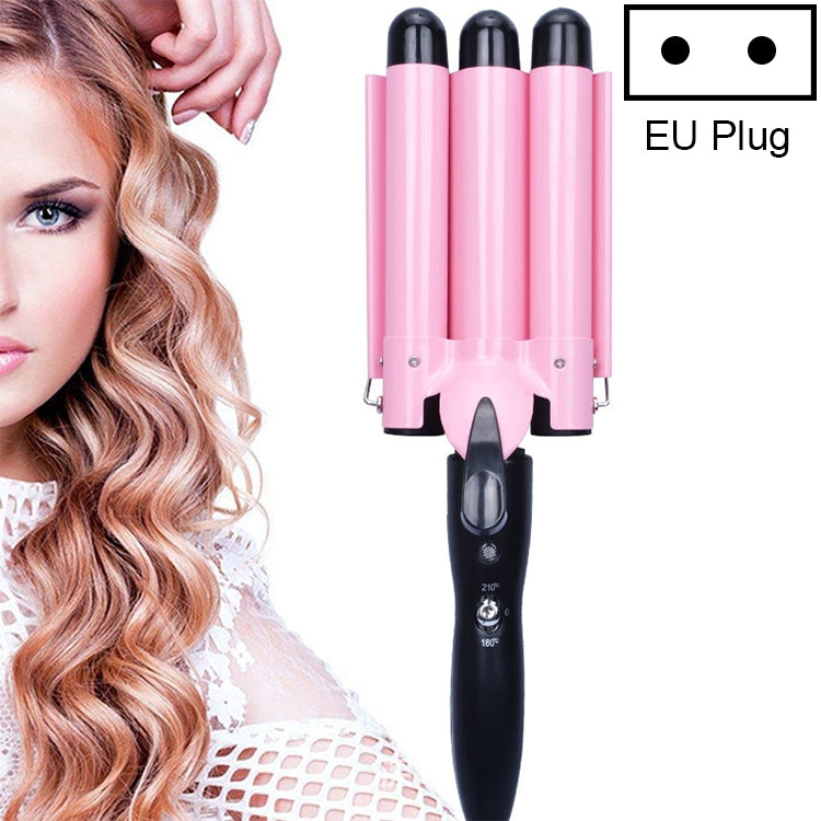 20-32m Automatic Ceramic Perm Splint Hair Curler 3 Barrels Big Wave Hair Curling Iron Tools, Size:32mm(Pink) - free shipping - PMC TechLife - Order now!