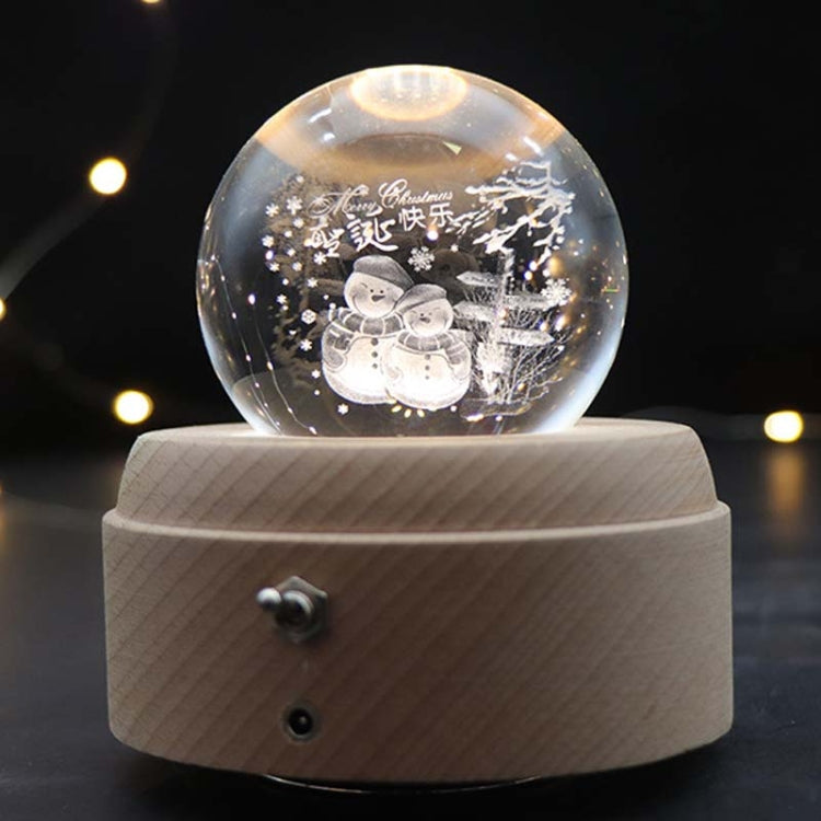 Girl Bedside Lamp Crystal Ball Wooden Base Music Box Charging Glow Rotating Night Light, Random Music(Merry Christmas) - Novelty Lighting by PMC TechLife | Online Shopping South Africa | PMC TechLife | Buy Now Pay Later Mobicred