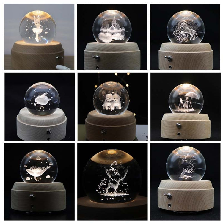 Girl Bedside Lamp Crystal Ball Wooden Base Music Box Charging Glow Rotating Night Light, Random Music(Whale) - Novelty Lighting by PMC TechLife | Online Shopping South Africa | PMC TechLife | Buy Now Pay Later Mobicred