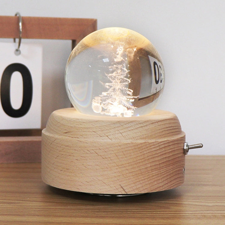 Girl Bedside Lamp Crystal Ball Wooden Base Music Box Charging Glow Rotating Night Light, Random Music(Christmas Tree) - Novelty Lighting by PMC TechLife | Online Shopping South Africa | PMC TechLife | Buy Now Pay Later Mobicred