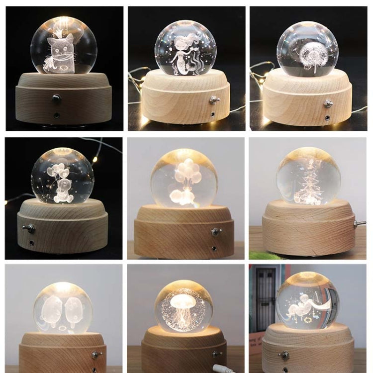 Girl Bedside Lamp Crystal Ball Wooden Base Music Box Charging Glow Rotating Night Light, Random Music(Double Pig) - free shipping - PMC TechLife - Order now!
