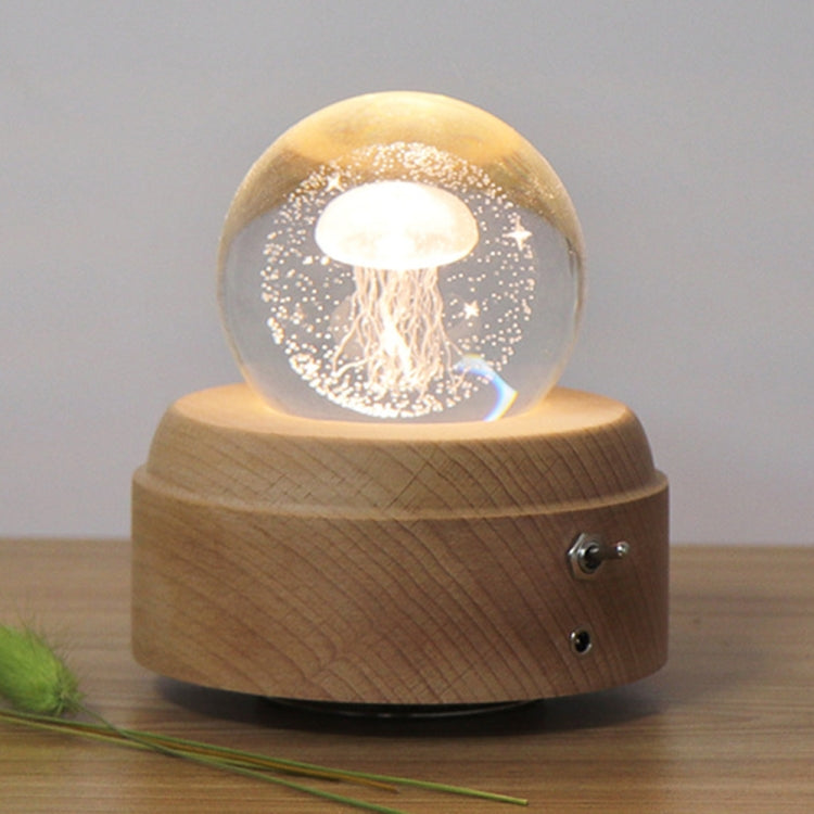 Girl Bedside Lamp Crystal Ball Wooden Base Music Box Charging Glow Rotating Night Light, Random Music(Jellyfish) - Novelty Lighting by PMC TechLife | Online Shopping South Africa | PMC TechLife | Buy Now Pay Later Mobicred