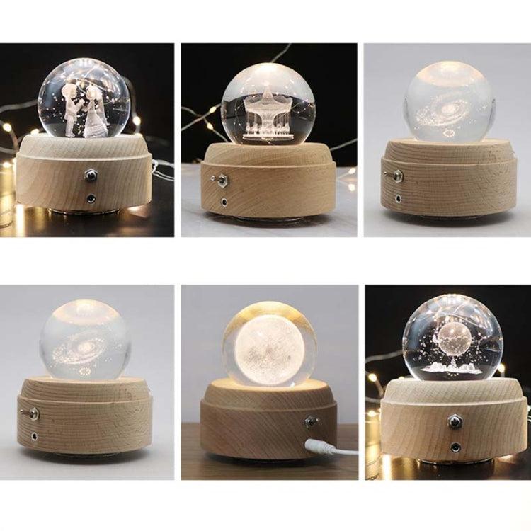 Girl Bedside Lamp Crystal Ball Wooden Base Music Box Charging Glow Rotating Night Light, Random Music(Carousel) - Novelty Lighting by PMC TechLife | Online Shopping South Africa | PMC TechLife | Buy Now Pay Later Mobicred