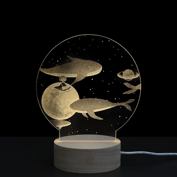 3D Atmosphere Decorative Light Acrylic Inner Carved LED Night Light Creative Girl Table Lamp(Whale Girl) - Novelty Lighting by PMC TechLife | Online Shopping South Africa | PMC TechLife | Buy Now Pay Later Mobicred