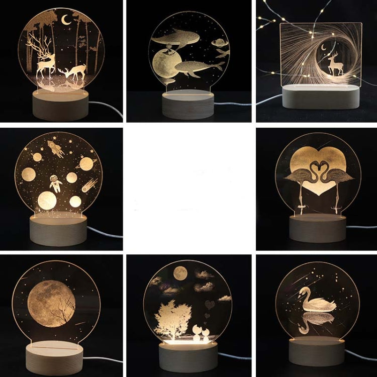 3D Atmosphere Decorative Light Acrylic Inner Carved LED Night Light Creative Girl Table Lamp(Deer) - Novelty Lighting by PMC TechLife | Online Shopping South Africa | PMC TechLife | Buy Now Pay Later Mobicred