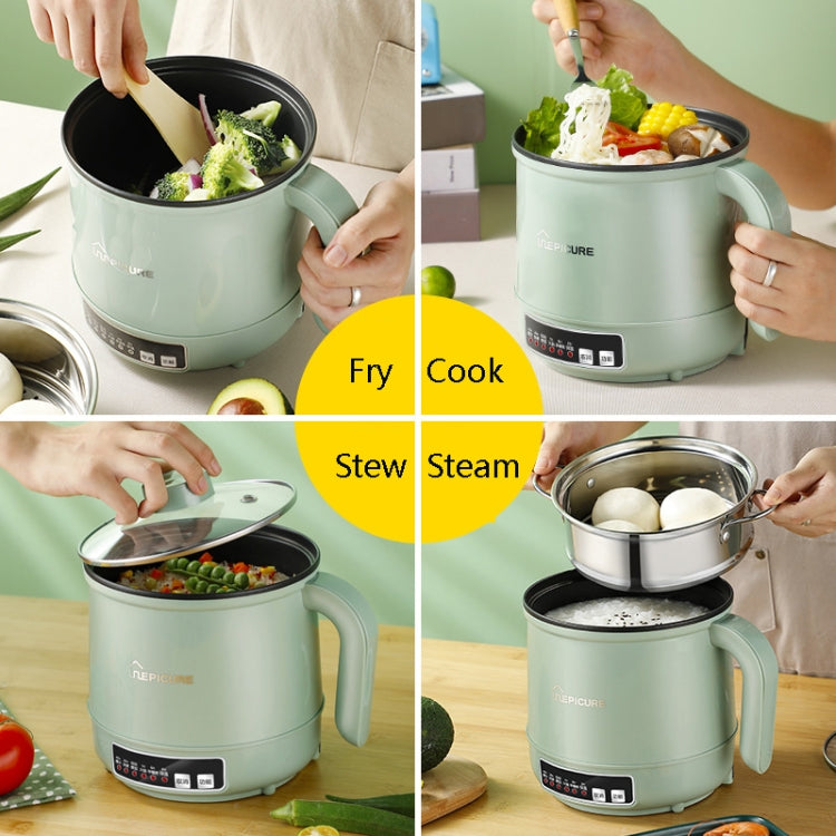 Multi-Function Electric-Cooker Mini Dormitory Student Cooking Rice Stir Frying Non-Stick Pot, 110V US Plug, Colour: Green Smart with Steam Grid(1.7L) - free shipping - PMC TechLife - Order now!