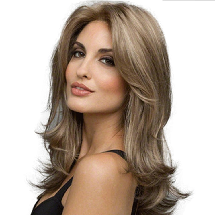 Women Split Wigs Long Curly Hair Synthetic Headgear(Linen Brown + Light Gold) - free shipping - PMC TechLife - Order now!