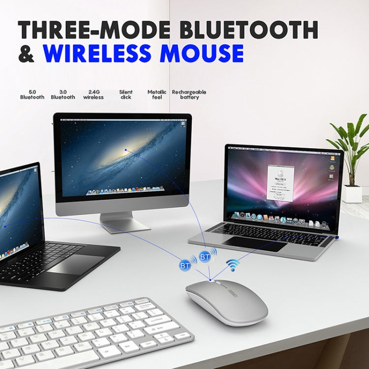Inphic PM1 Office Mute Wireless Laptop Mouse, Style:Battery Display(Metallic Gray) - Wireless Mice by Inphic | Online Shopping South Africa | PMC TechLife | Buy Now Pay Later Mobicred