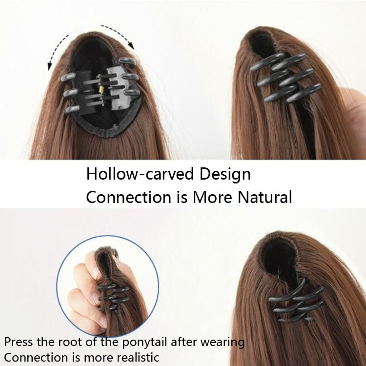 Wig Ponytail Curly Hair Gradient Color Long Hair Realistic Fluffy Clip Chemical Fiber Wig Braid(Brown-black Gradient Haze Blue 53cm) - free shipping - PMC TechLife - Order now!