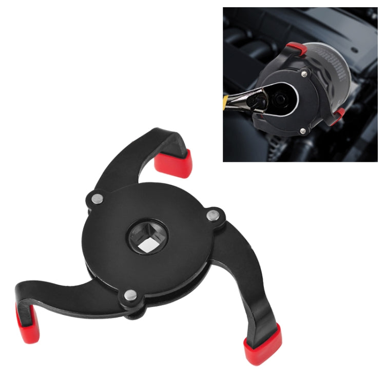 Car Repair Tools Oil Filter Wrench Tool with 3 Jaw Remover Tool for Cars Filter Removal Tool 3/8 inch Interface(Red) - Hand Tool Sets by PMC TechLife | Online Shopping South Africa | PMC TechLife | Buy Now Pay Later Mobicred