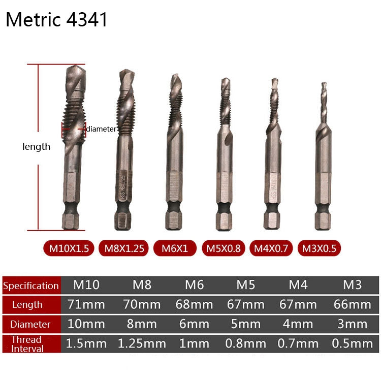 6 PCS / Set HSS Multi-Function Integrated Composite Tap Hole Tapping Chamfering - Drill & Drill Bits by PMC TechLife | Online Shopping South Africa | PMC TechLife