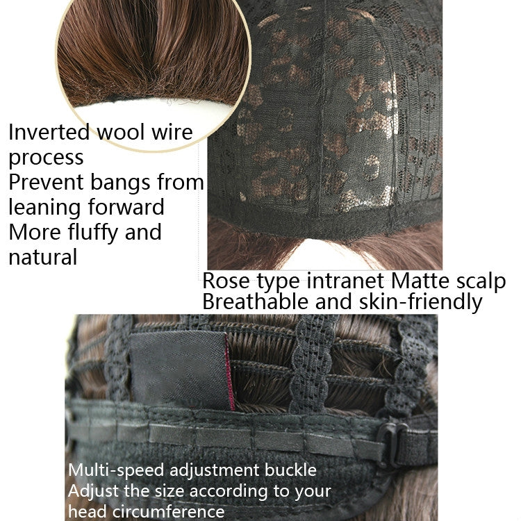 Wig Female Short Hair Round Face Full Top Headgear Short Hair Temperament Bangs Hair Cover(Honey Tea Flax 28CM) - free shipping - PMC TechLife - Order now!