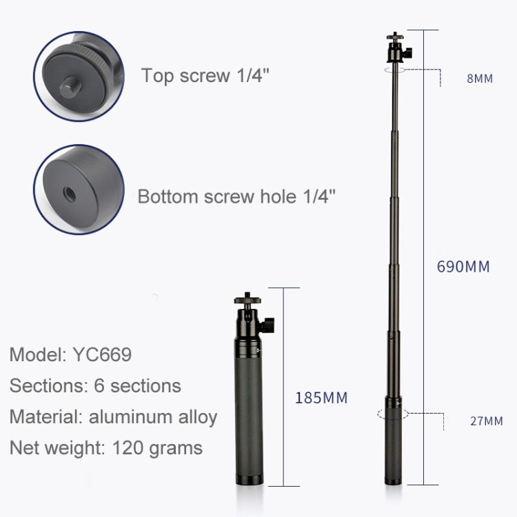 YC669 With PTZ Extension Rod Stabilizer Dedicated Selfie Extension Rod for Feiyu G5 / SPG / WG2 Gimbal, DJI Osmo Pocket / Pocket 2 - Extendable Pole by PMC TechLife | Online Shopping South Africa | PMC TechLife | Buy Now Pay Later Mobicred