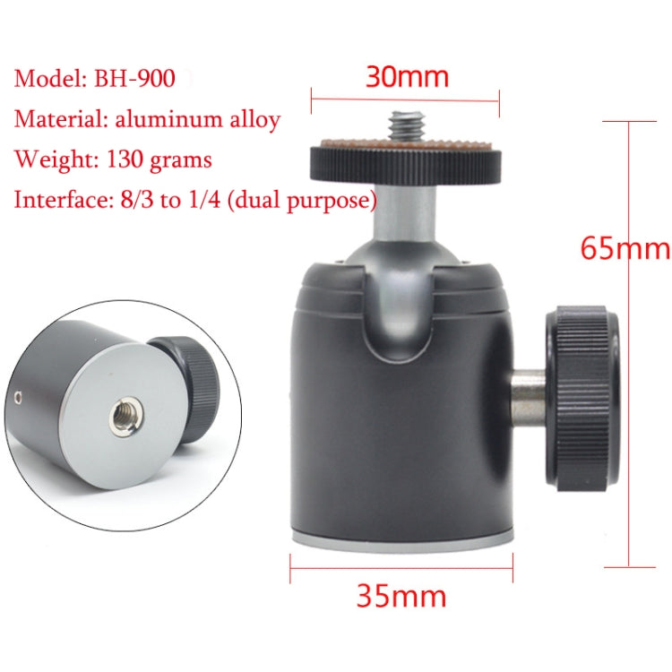 BH-900 Mini Desktop Aluminum Alloy Tripod Mini Ball Head 360 Degree Pan 90 Degree Tilt Tripod - Tripod Heads by PMC TechLife | Online Shopping South Africa | PMC TechLife | Buy Now Pay Later Mobicred