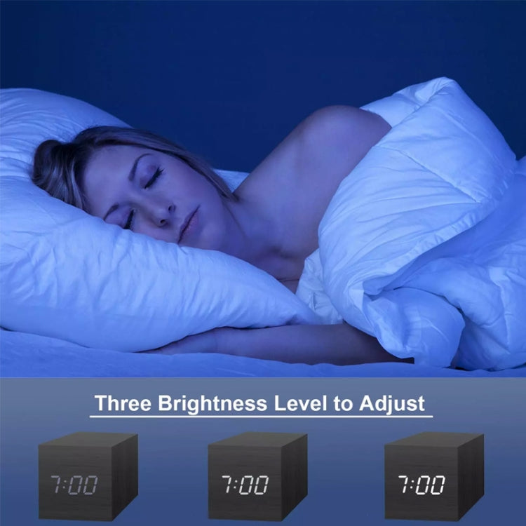 Multicolor Sounds Control Wooden Clock Modern Digital LED Desk Alarm Clock Thermometer Timer White Green - Alarm Clocks by PMc TechLife | Online Shopping South Africa | PMc TechLife | Buy Now Pay Later Mobicred