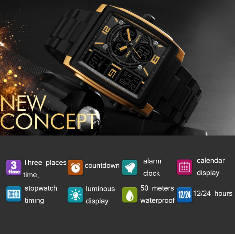 SKMEI 1274  Men Fashion Electronic Watch Multifunctional Outdoor Sports Watch(Golden) - free shipping - PMC TechLife - Order now!