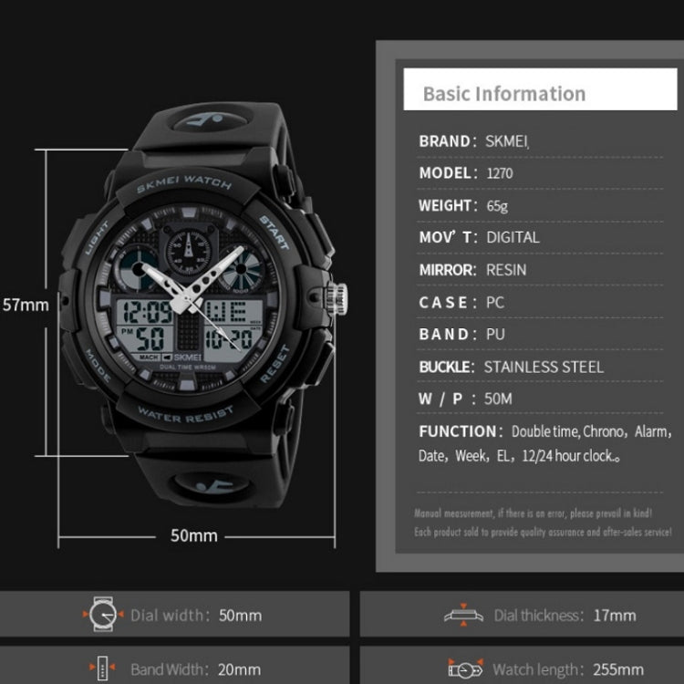 SKMEI 1270 Men Waterproof Dual Display Digital Watch Outdoor Sports Watch(Blue) - free shipping - PMC TechLife - Order now!