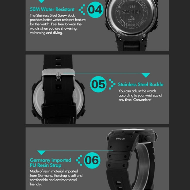 SKMEI 1068 Men Waterproof Outdoor Sports Digital Watch Student Fashion Watch(Red) - free shipping - PMC TechLife - Order now!