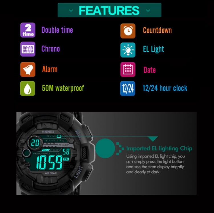 SKMEI 1243 Men Sports Watch Outdoor Waterproof Digital Watch(Golden) - free shipping - PMC TechLife - Order now!