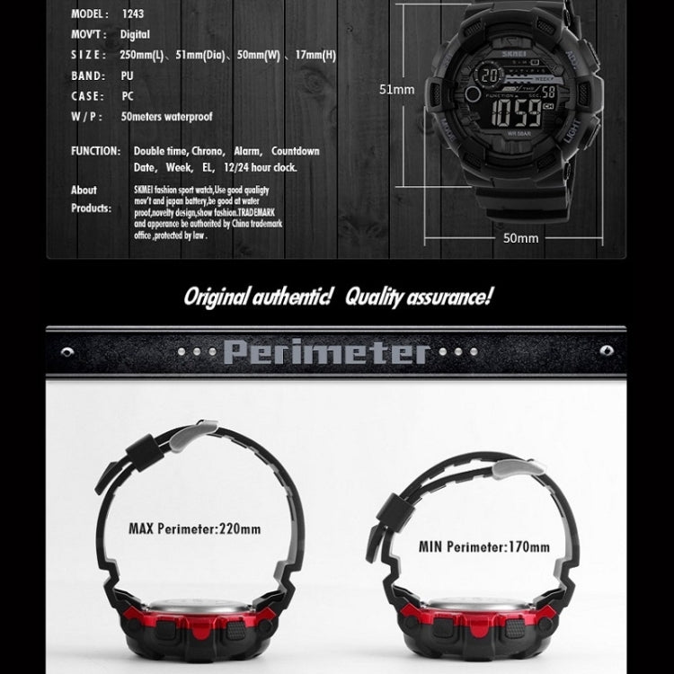 SKMEI 1243 Men Sports Watch Outdoor Waterproof Digital Watch(Golden) - free shipping - PMC TechLife - Order now!