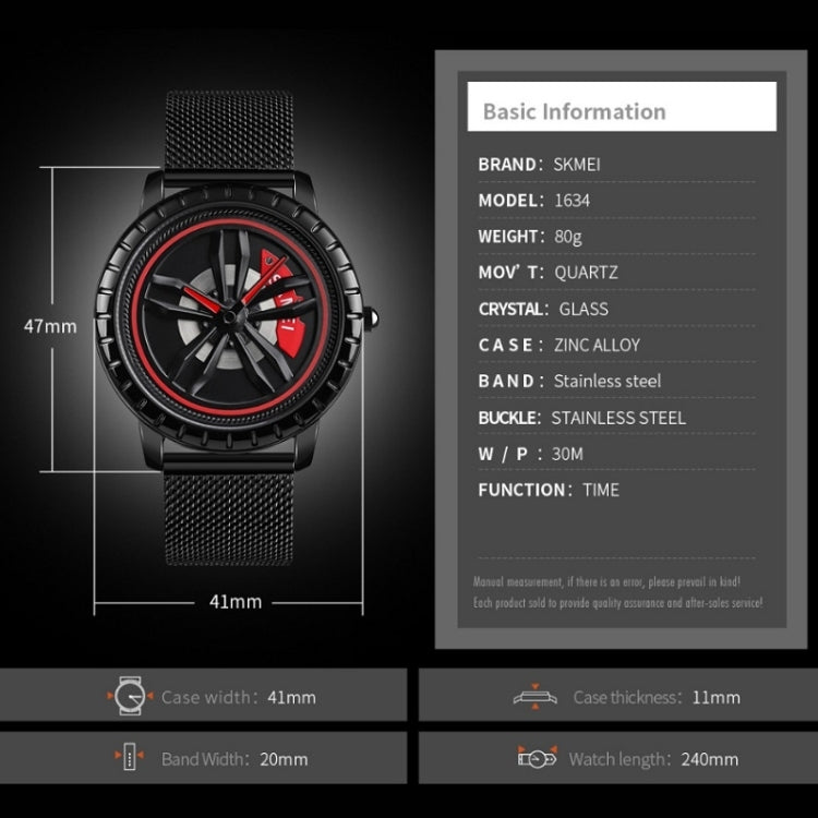 SKMEI 1634 Men Waterproof Watch Fashion Quartz Watch(Black Steel Belt) - free shipping - PMC TechLife - Order now!