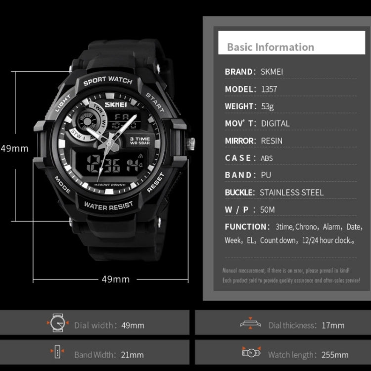 SKMEI 1357 Mens Multifunctional Sports Digital Watch Student Waterproof Watch(Blue) - free shipping - PMC TechLife - Order now!