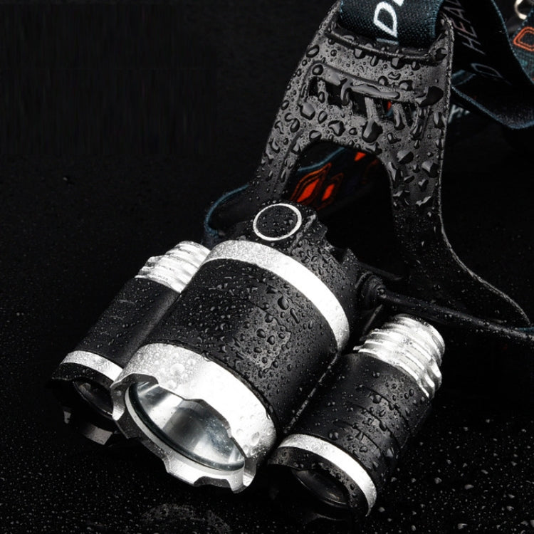 Strong Light Long-Range Rechargeable Three-Head Lamp Outdoor Fishing Lamp Led Head-Mounted Flashlight (3T6 2 Batteries) - Headlamp by PMC Jewellery | Online Shopping South Africa | PMC Jewellery | Buy Now Pay Later Mobicred