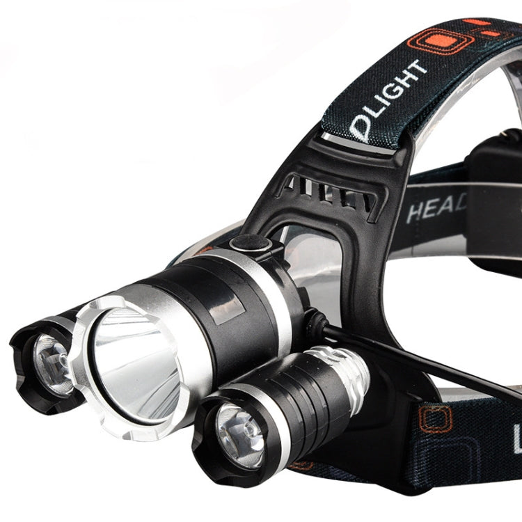 Strong Light Long-Range Rechargeable Three-Head Lamp Outdoor Fishing Lamp Led Head-Mounted Flashlight (1T6 x 2XPE 2 Batteries) - Headlamp by PMC Jewellery | Online Shopping South Africa | PMC Jewellery | Buy Now Pay Later Mobicred