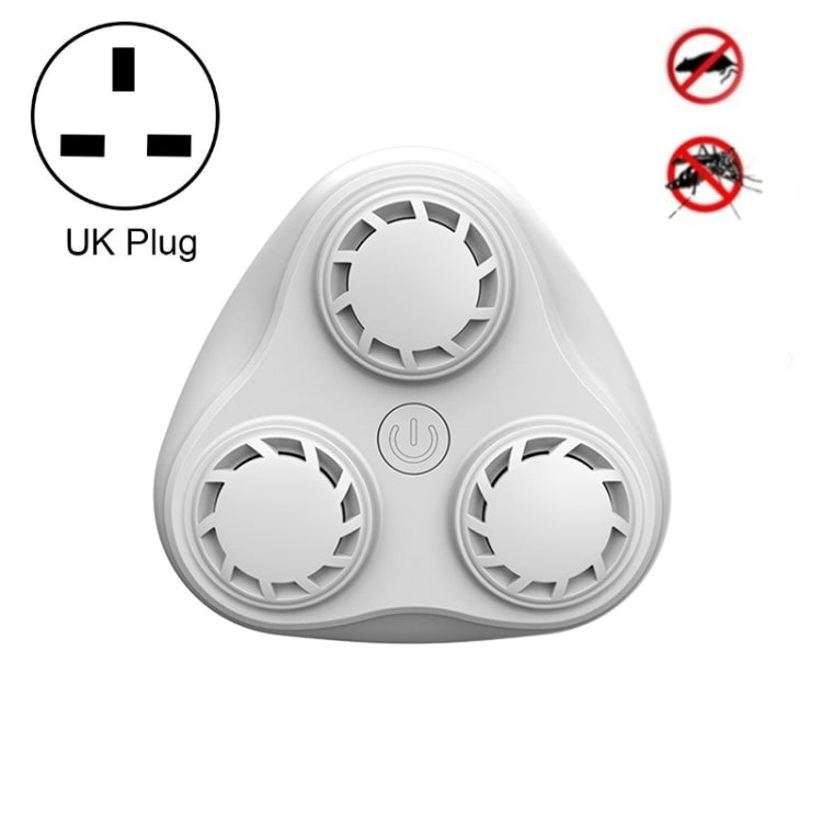 BG310 3-Horn Ultrasonic Automatic Frequency Conversion Mouse Repeller/Insect Repellent/Mosquito Repellent, Product specifications: UK Plug 220V(White) - Repellents by PMC TechLife | Online Shopping South Africa | PMC TechLife | Buy Now Pay Later Mobicred