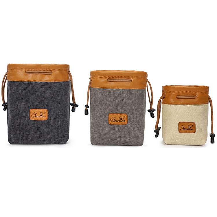 S.C.COTTON Liner Bag Waterproof Digital Protection Portable SLR Lens Bag Micro Single Camera Bag Photography Bag, Colour: Beige M - Lens Bag by PMC TechLife | Online Shopping South Africa | PMC TechLife | Buy Now Pay Later Mobicred