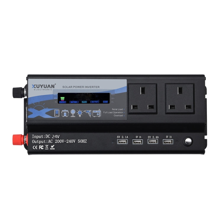 XUYUAN 6000W Car Inverter LED Colorful Atmosphere Light 4 USB Charging Converter, UK Plug, Specification: 24V-220V - Modified Square Wave by PMC TechLife | Online Shopping South Africa | PMC TechLife | Buy Now Pay Later Mobicred